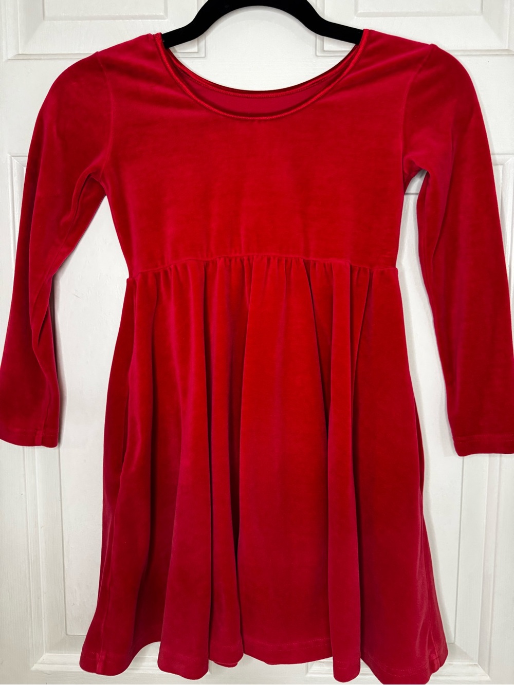 Hanna Andersson Red Velour Long-Sleeve Party Twirl Dress size 6-7 (120 cm)
